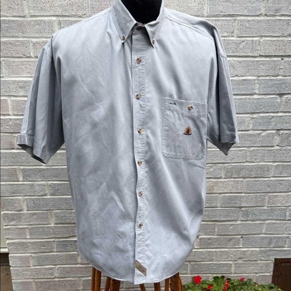 Urgent Gear Men’s Blue Short Sleeve Button Down Cotton Camp Shirt L